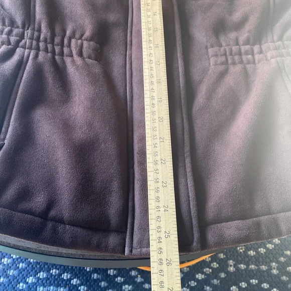 Calvin Klein Hooded Winter‎ Jacket Faux Suede Brown Women's X-Small Y2K - Picture 10 of 10